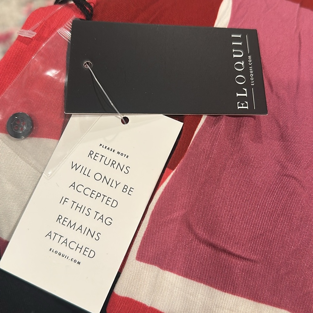 ELOQUII EXAGGERATED SLEEVE SHIRT DRESS GEO BLACK RED WHITE PRINT 20 - Picture 6 of 11